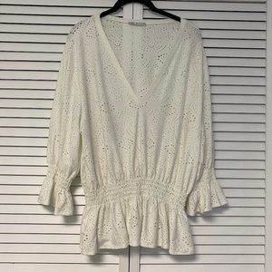 Zara White Eyelet Blouse - NWOT